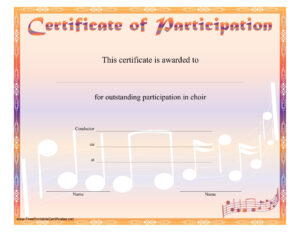 8+ Free Choir Certificate Of Participation Templates - Pdf throughout Choir Certificate Template