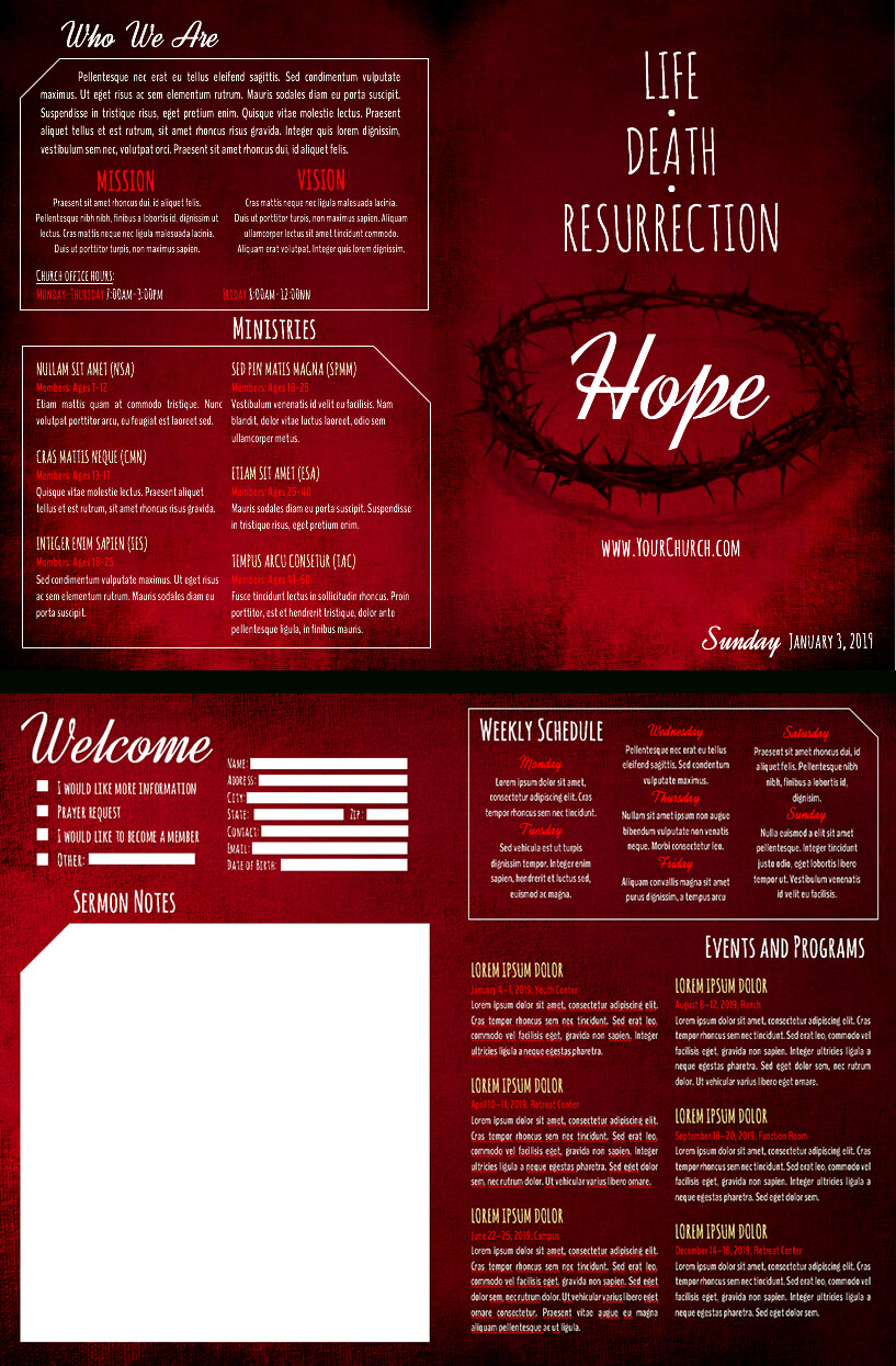 8 Free Church Bulletin Templates Intended For Free Church Brochure Templates For Microsoft Word