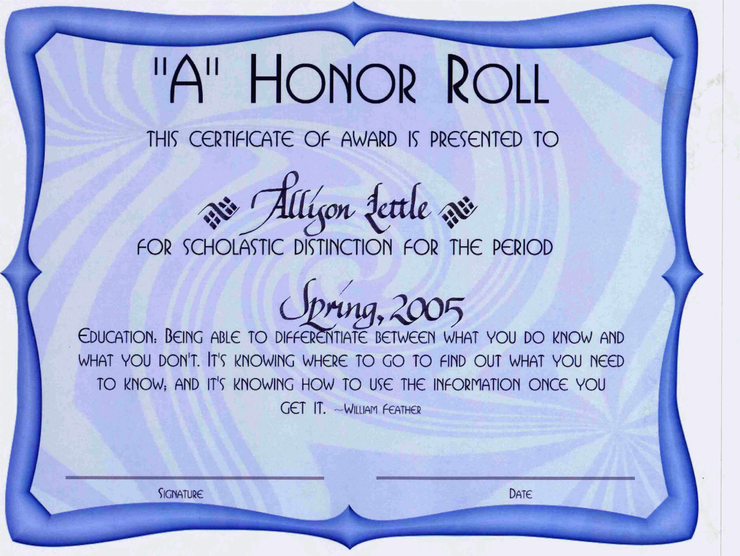 8 Printable Honor Roll Certificate Templates Samples Doc Pdf Inside Honor Roll Certificate Template