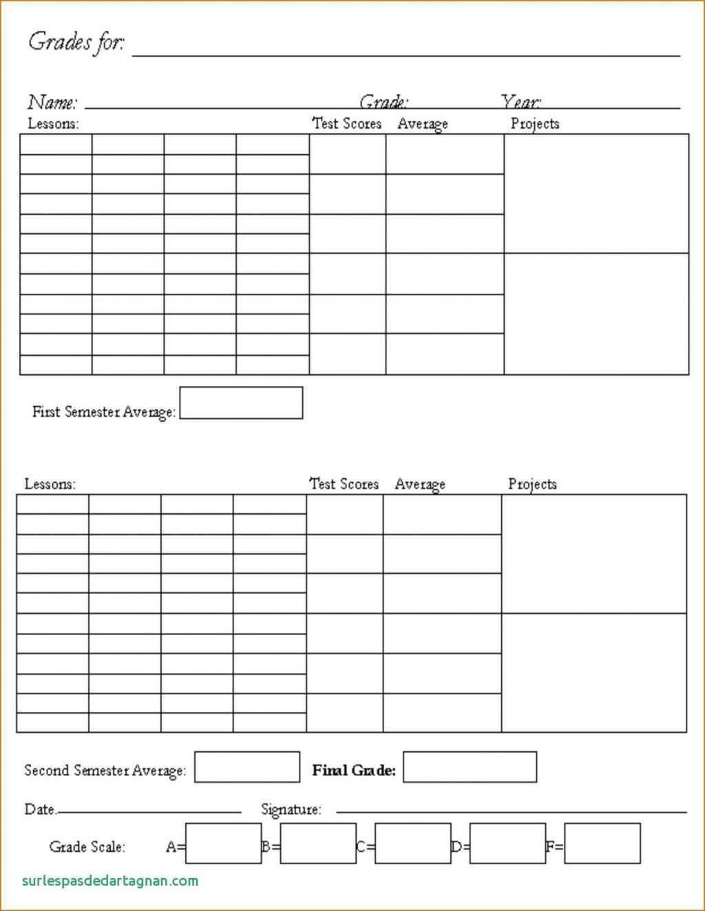 81 The Best Report Card Template For Homeschool Photo With Throughout Blank Report Card Template