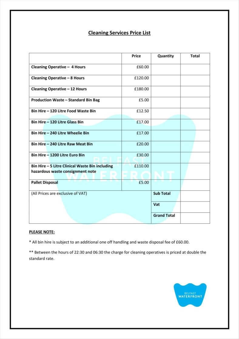 9+ Service Price List Templates Free Samples, Examples Regarding Rate Card Template Word
