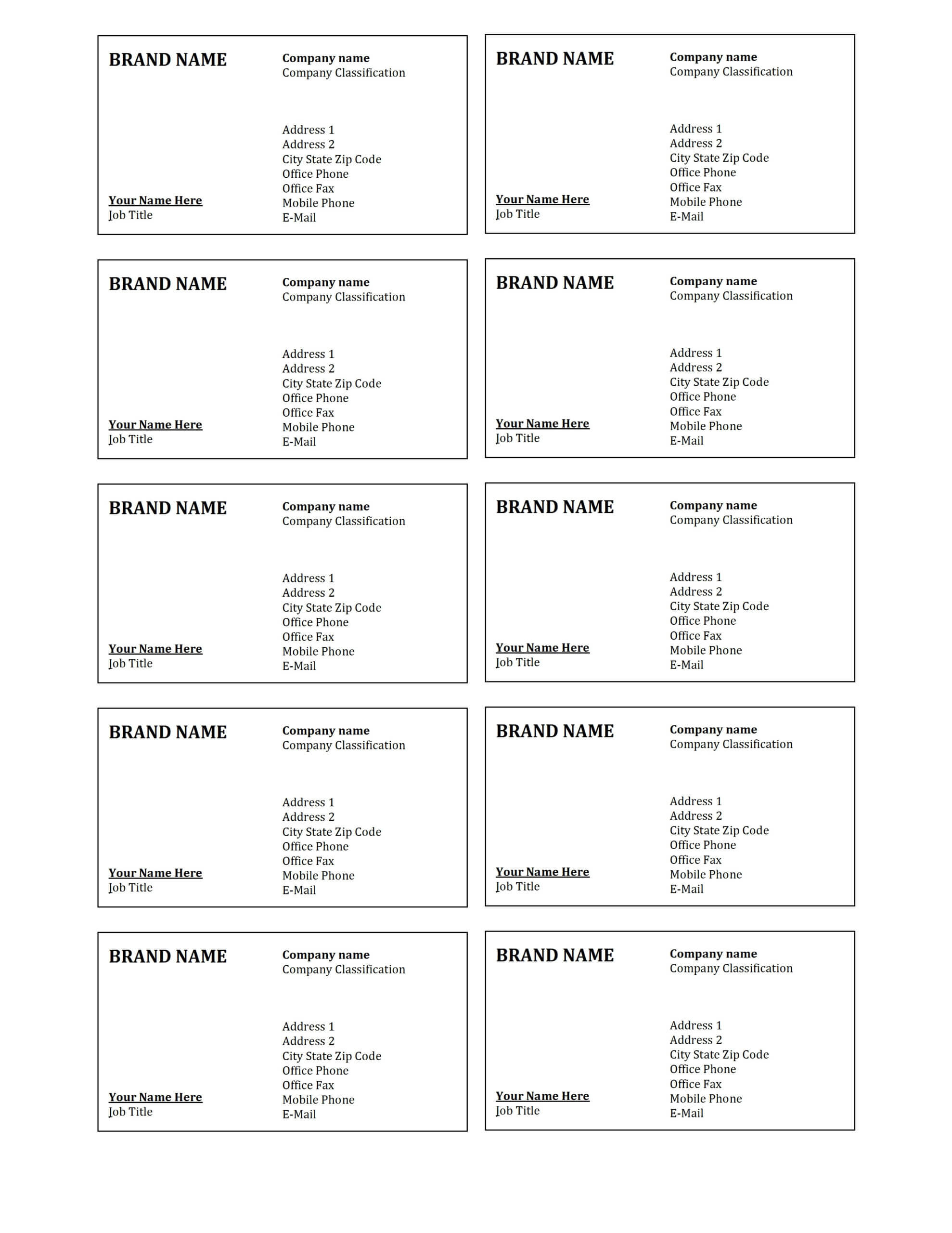 9 Visiting Card Sheet Templates | Fax Cover Sheet Examples For Plain Business Card Template Word