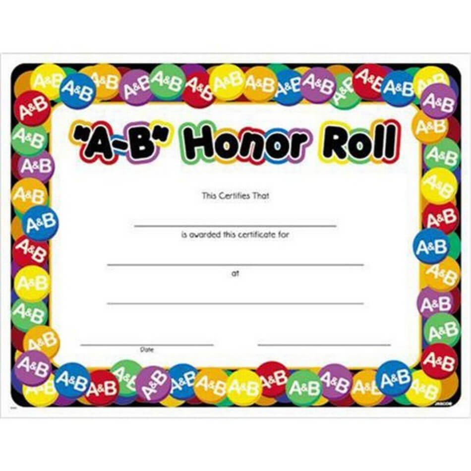 A B Honor Roll Certificate Template Free Image With Honor Roll Certificate Template