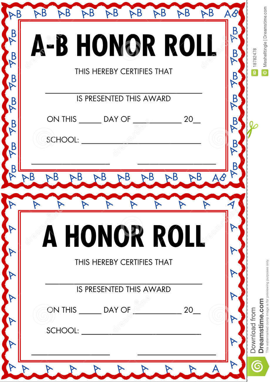 A/b Honor Roll Clipart For Honor Roll Certificate Template