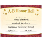A B Honor Roll Gold Foil Stamped Certificates – Pack Of 25 For Honor Roll Certificate Template