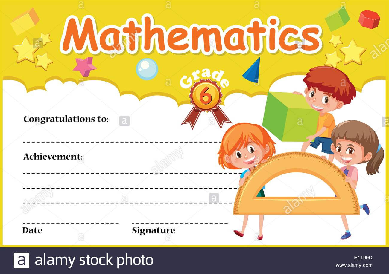 A Mathematic Certificate Template Illustration Stock Vector For Math Certificate Template