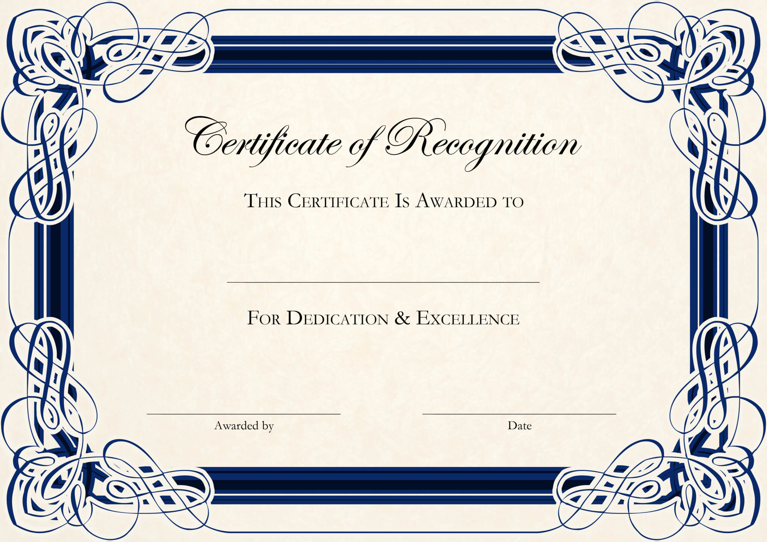 A4 Paper Formal Certificate Of Recognition Template Design With Employee Recognition Certificates Templates Free
