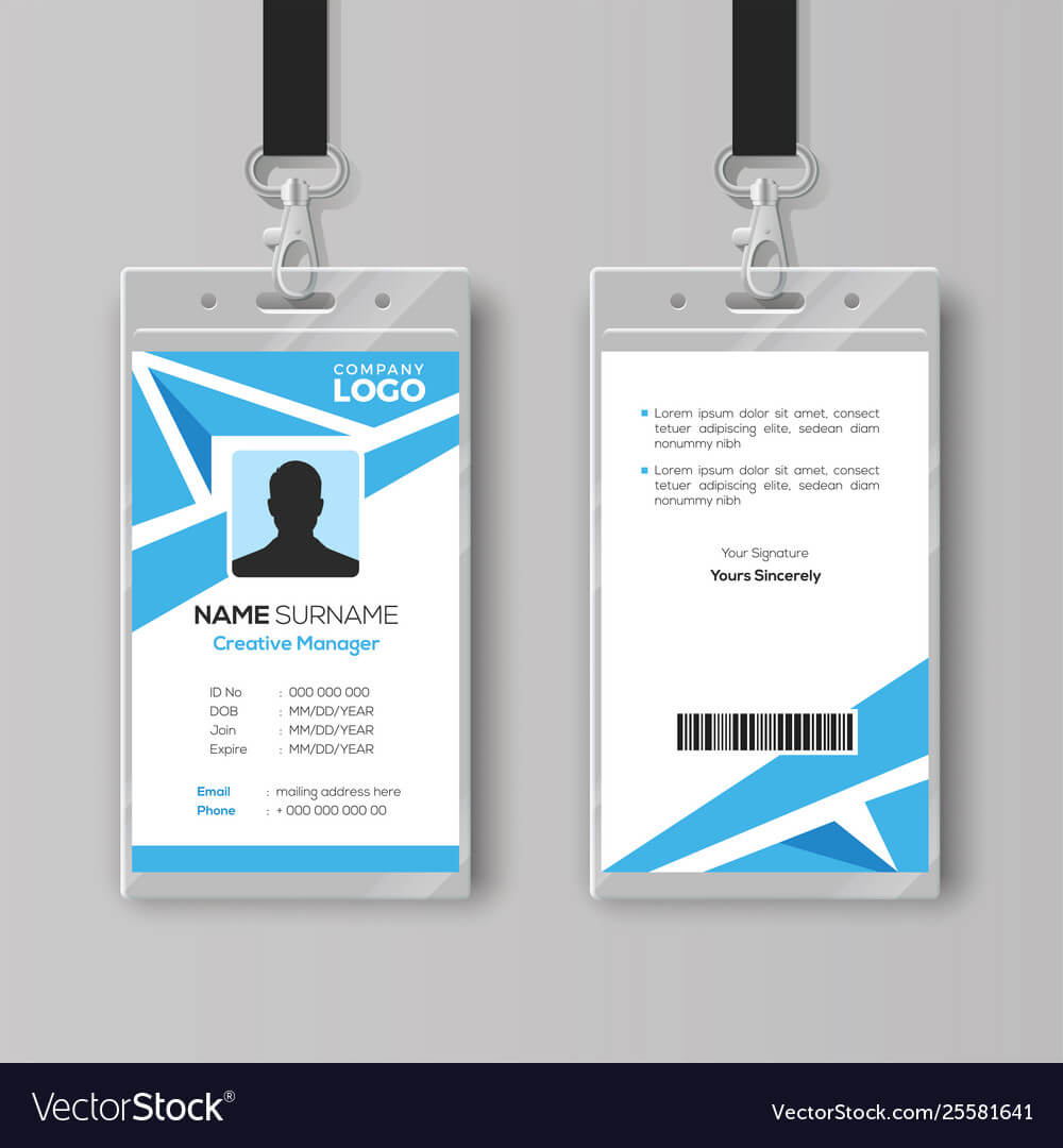 Abstract Blue Id Card Design Template In Id Card Template Ai