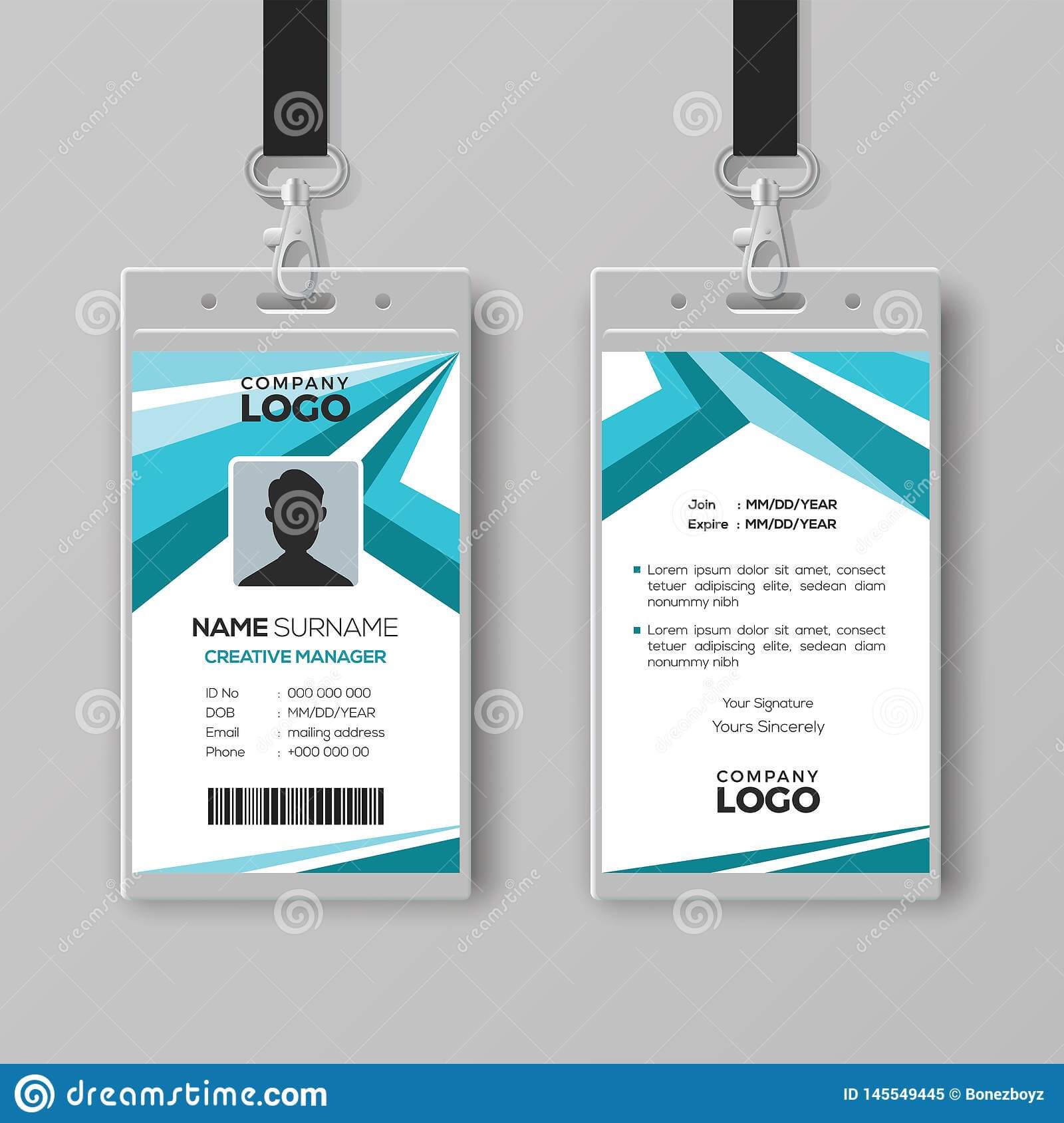 Abstract Corporate Id Card Design Template Stock Vector Within Conference Id Card Template