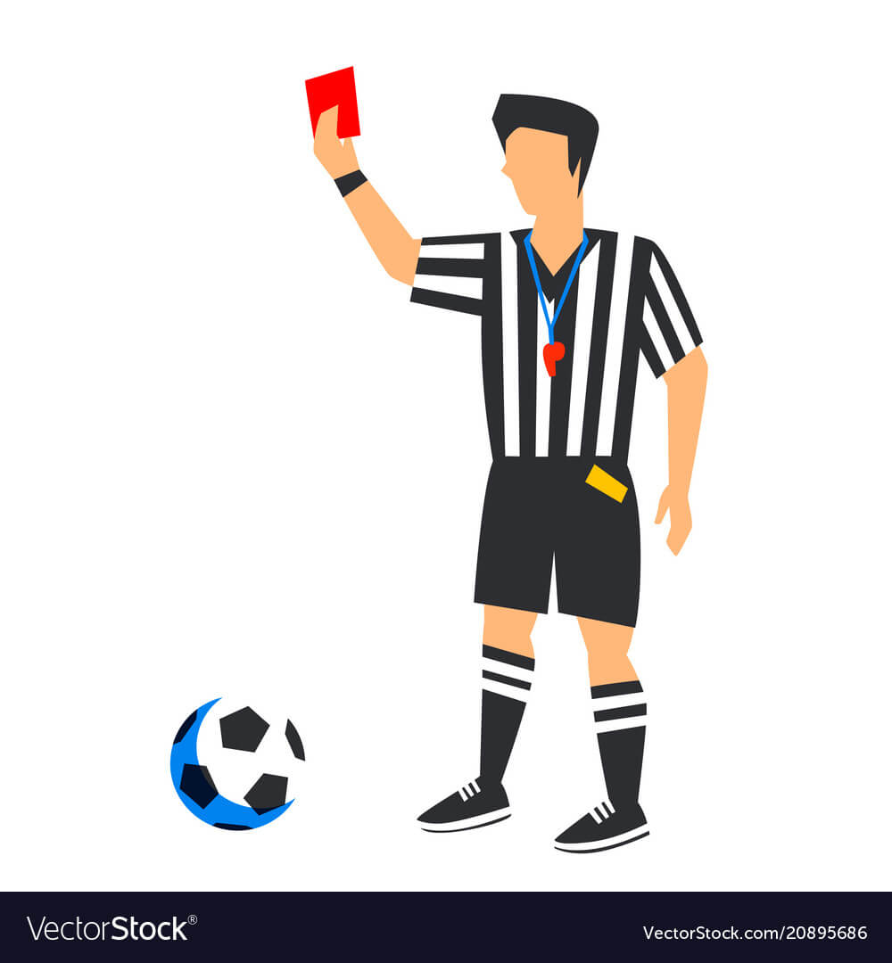 Abstract In Blue Football Referee With Red Card With Regard To Football Referee Game Card Template