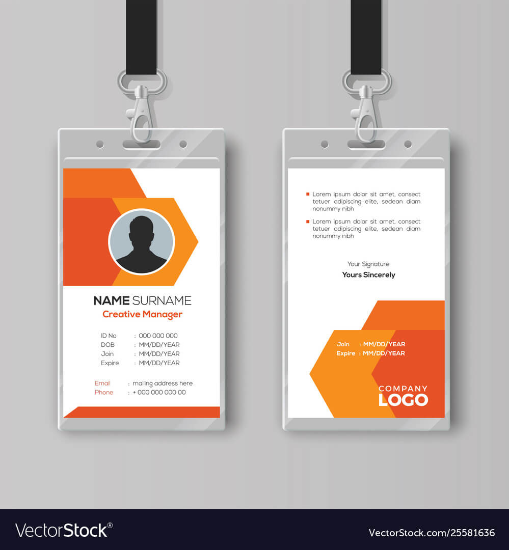 Abstract Orange Id Card Design Template Within Company Id Card Design Template