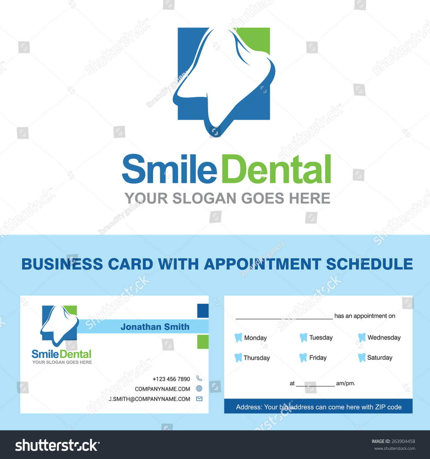 Abstract Vector Smile Dental Identity Concept | Royalty Free With Regard To Dentist Appointment Card Template