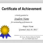 Achievement Certificate Template Free – Cerescoffee.co In Award Certificate Templates Word 2007