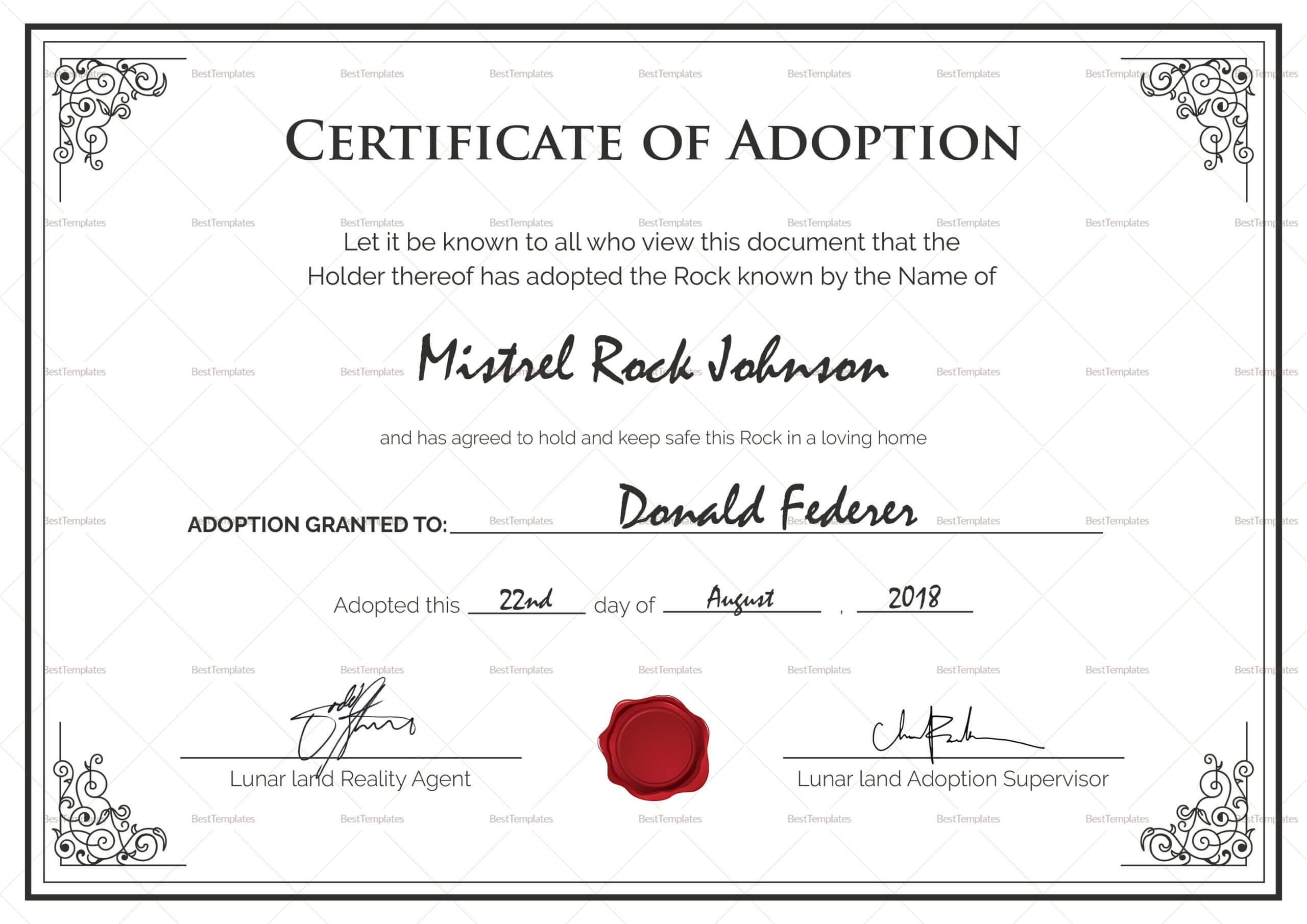 Adoption Birth Certificate Template With Birth Certificate Templates For Word