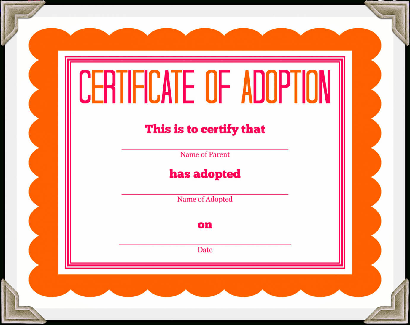 Adoption Certificate Templates – Tomope.zaribanks.co In Free Printable Funny Certificate Templates