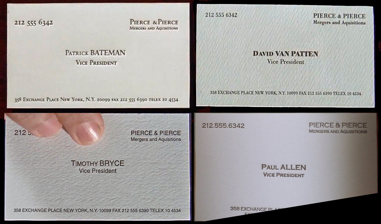All The Business Cards From American Psycho And There's A Regarding Paul Allen Business Card Template