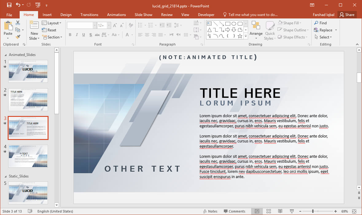 Animated Lucid Grid Powerpoint Template Regarding Replace Powerpoint Template