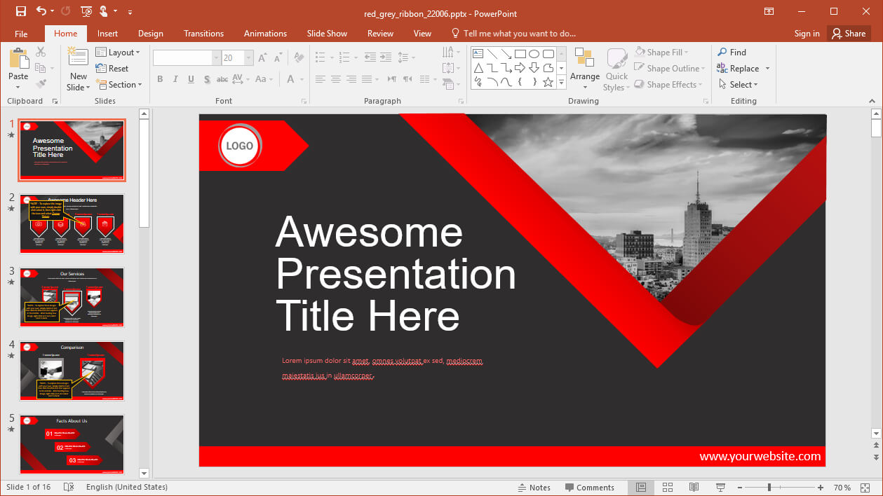Animated Red Grey Powerpoint Template With Powerpoint Presentation Animation Templates