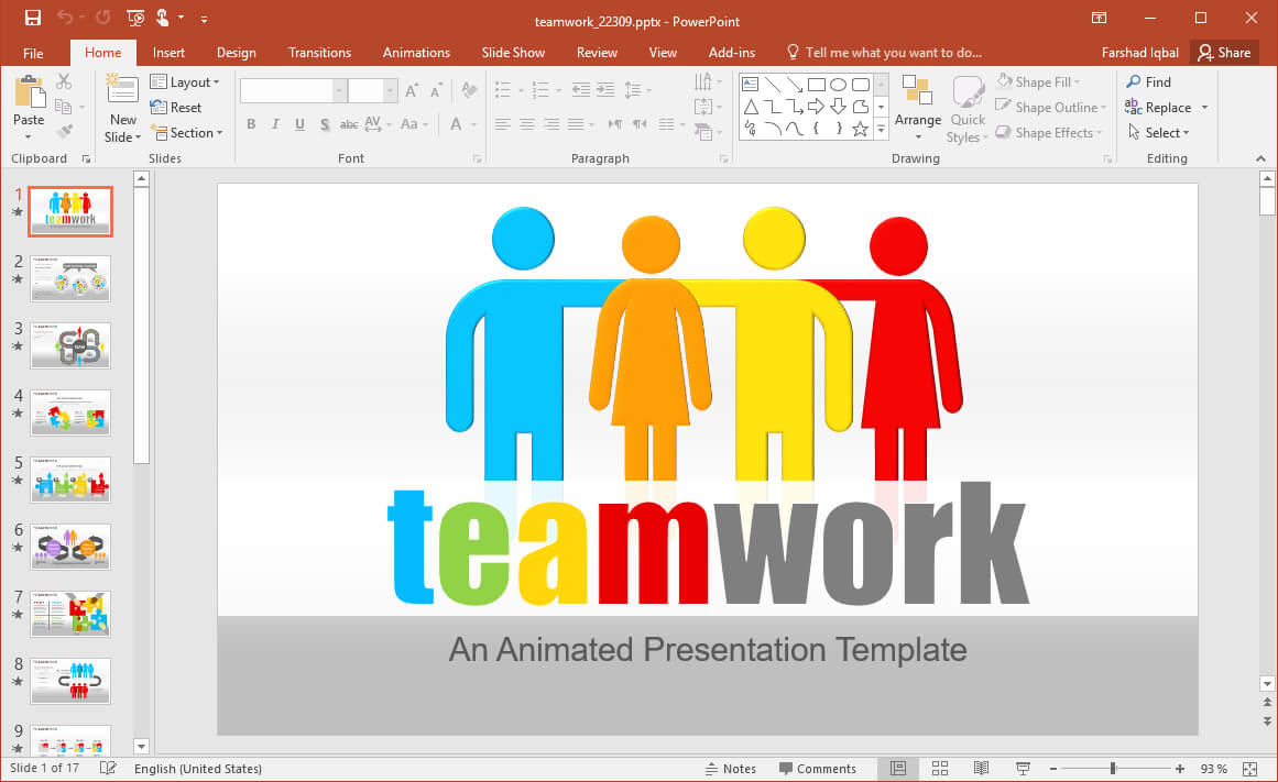 Animated Teamwork Powerpoint Template For Powerpoint Presentation Animation Templates