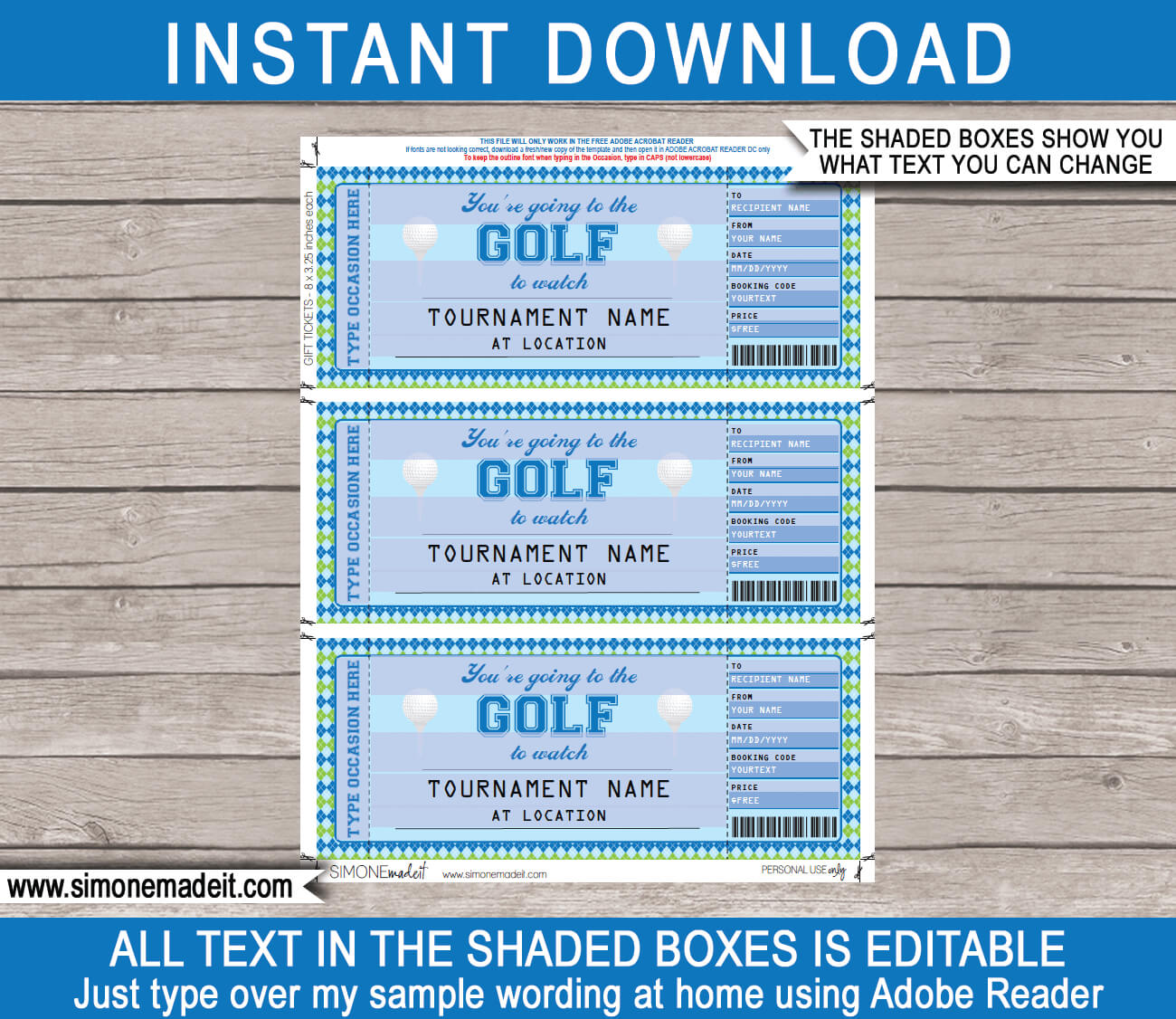 Any Occasion Golf Gift Tickets Pertaining To Golf Gift Certificate Template