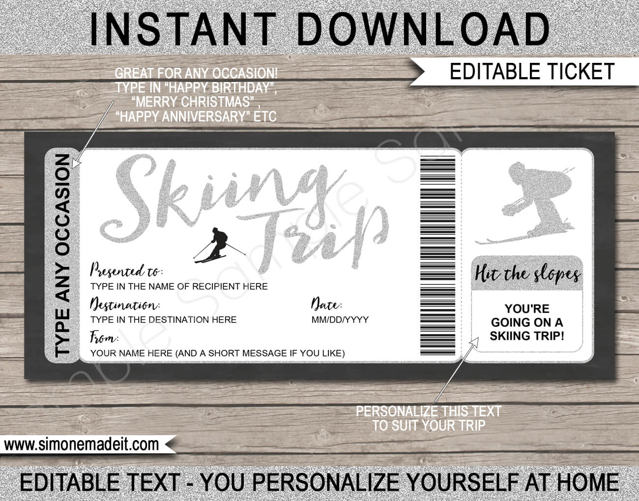 Any Occasion Skiing Trip Tickets – Glitter With Track And Field Certificate Templates Free