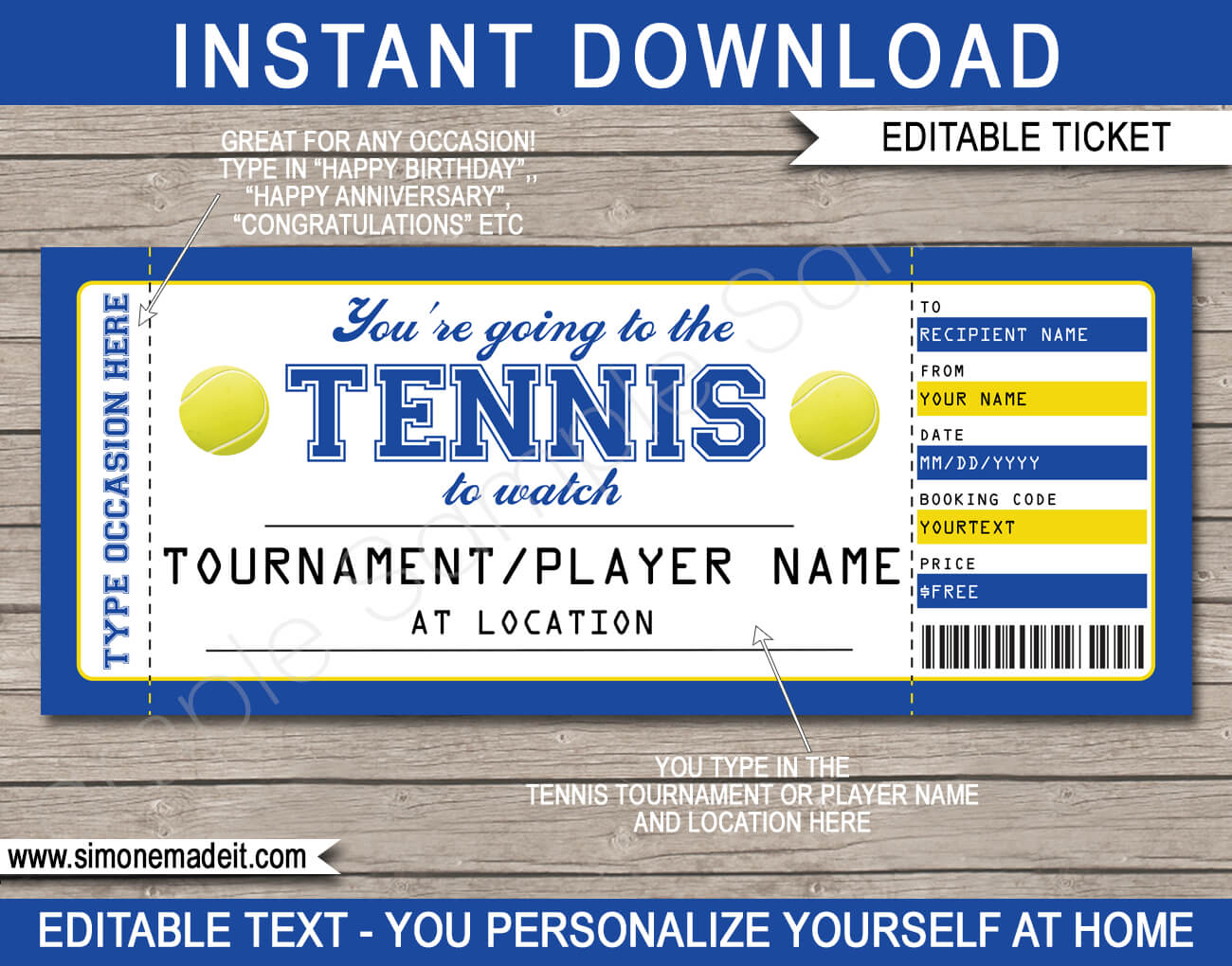 Any Occasion Tennis Gift Tickets In Tennis Gift Certificate Template