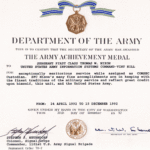 Army Achievement Medal For Army Certificate Of Achievement Template
