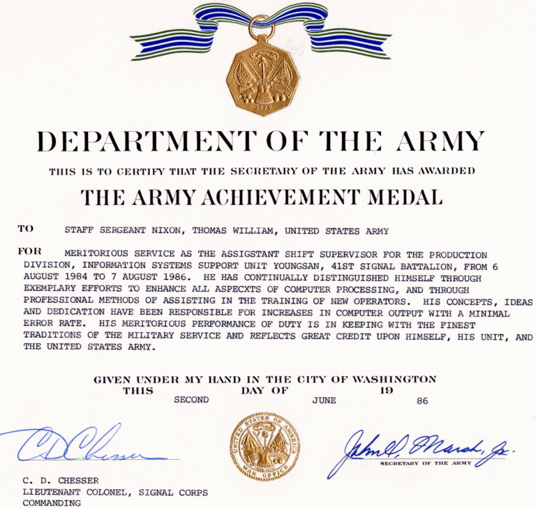 Certificate Of Achievement Army Template - Sample Professional Templates