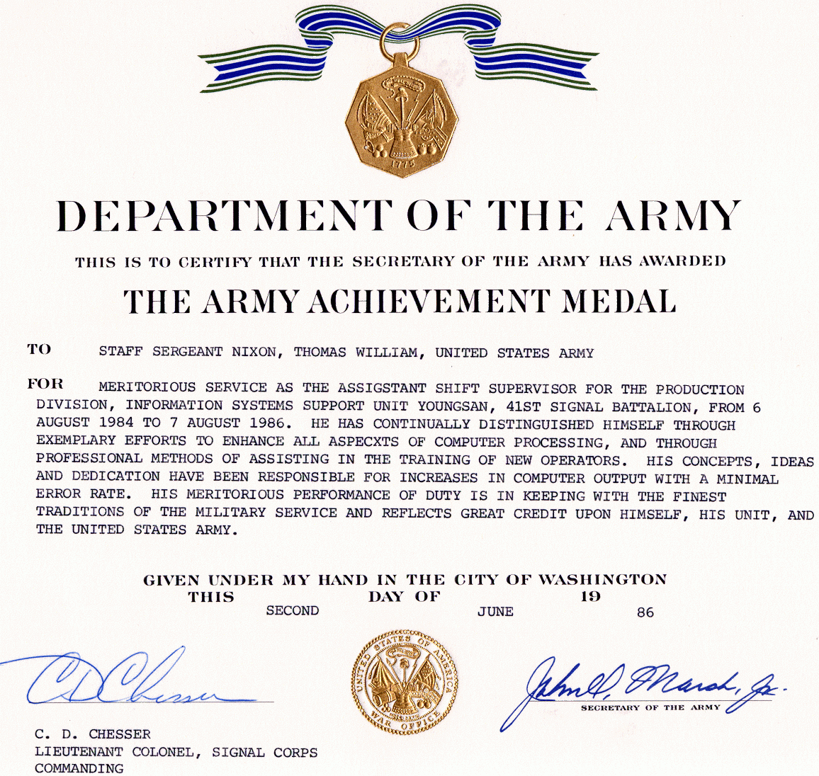 Army Achievement Medal Inside Certificate Of Achievement Army Template