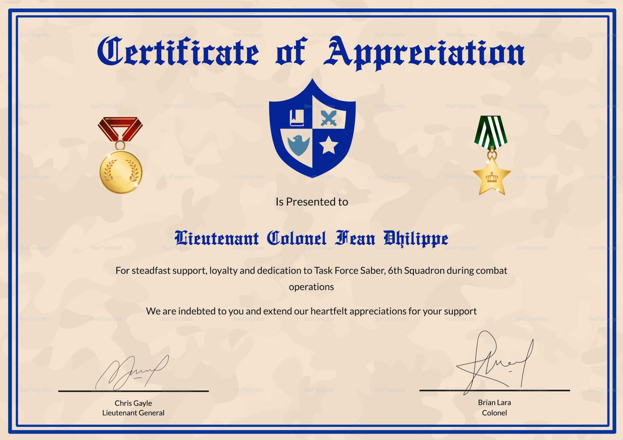 Army Certificate Of Achievement Template Sample Professional Templates