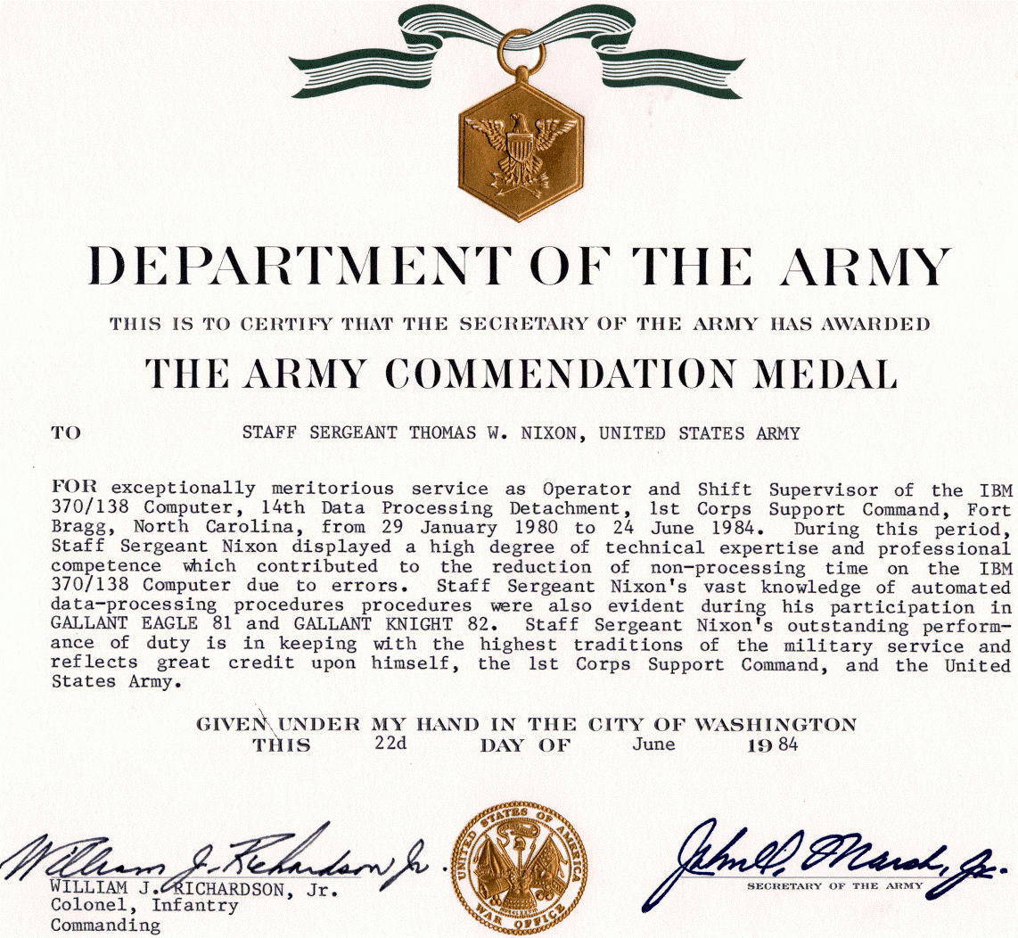 Army Commendation Medal In Army Certificate Of Achievement Template