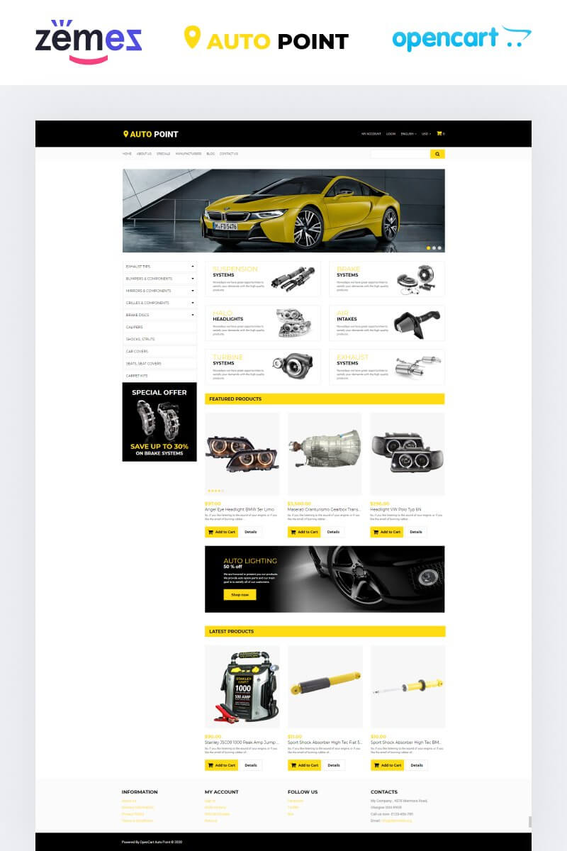 Auto Parts Responsive Opencart Template Throughout Automotive Gift Certificate Template