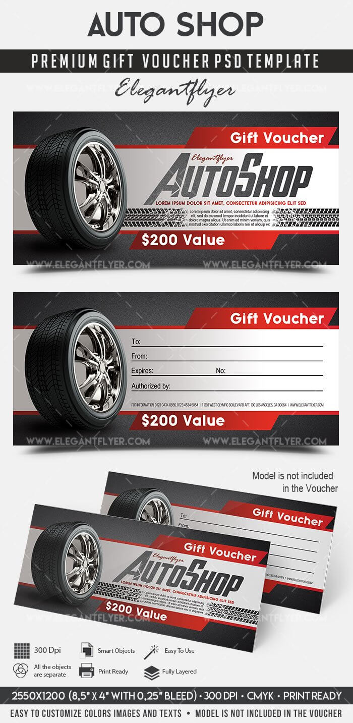 Auto Shop – Premium Gift Certificate Psd Template Throughout Automotive Gift Certificate Template