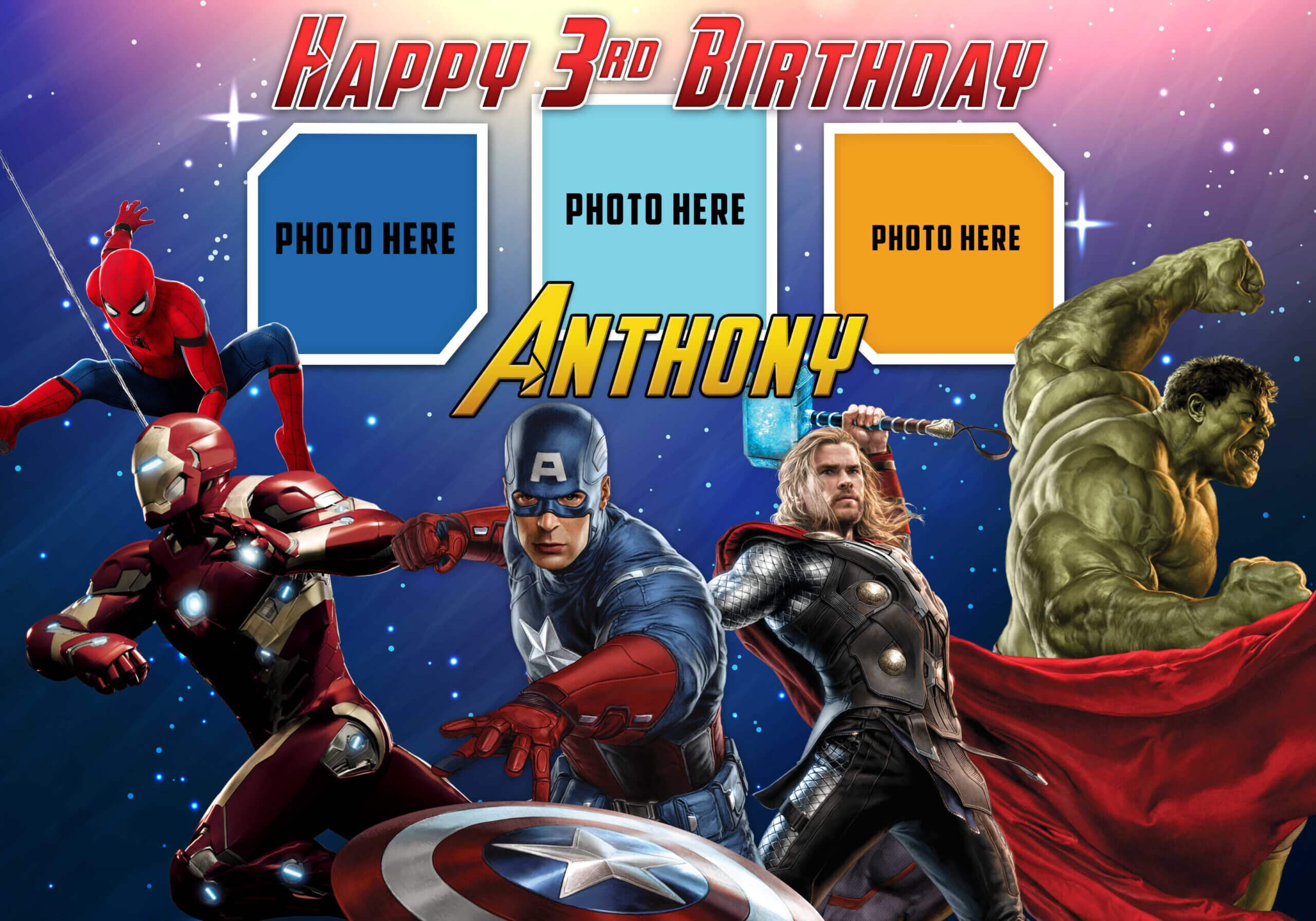Avengers Birthday Tarpaulin Template | Dioskouri Designs With Avengers Birthday Card Template