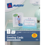 Avery® Inkjet Print Greeting Card – 4 1/4" X 5 1/2" – Matte – 20 / Pack –  White Intended For Quarter Fold Greeting Card Template
