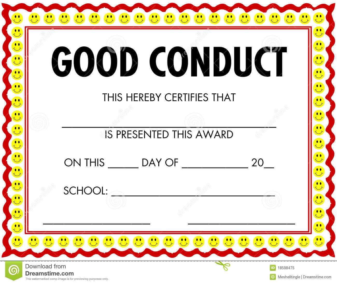 Award Certificate Good Conduct Stock Vector - Illustration Pertaining To Good Conduct Certificate Template