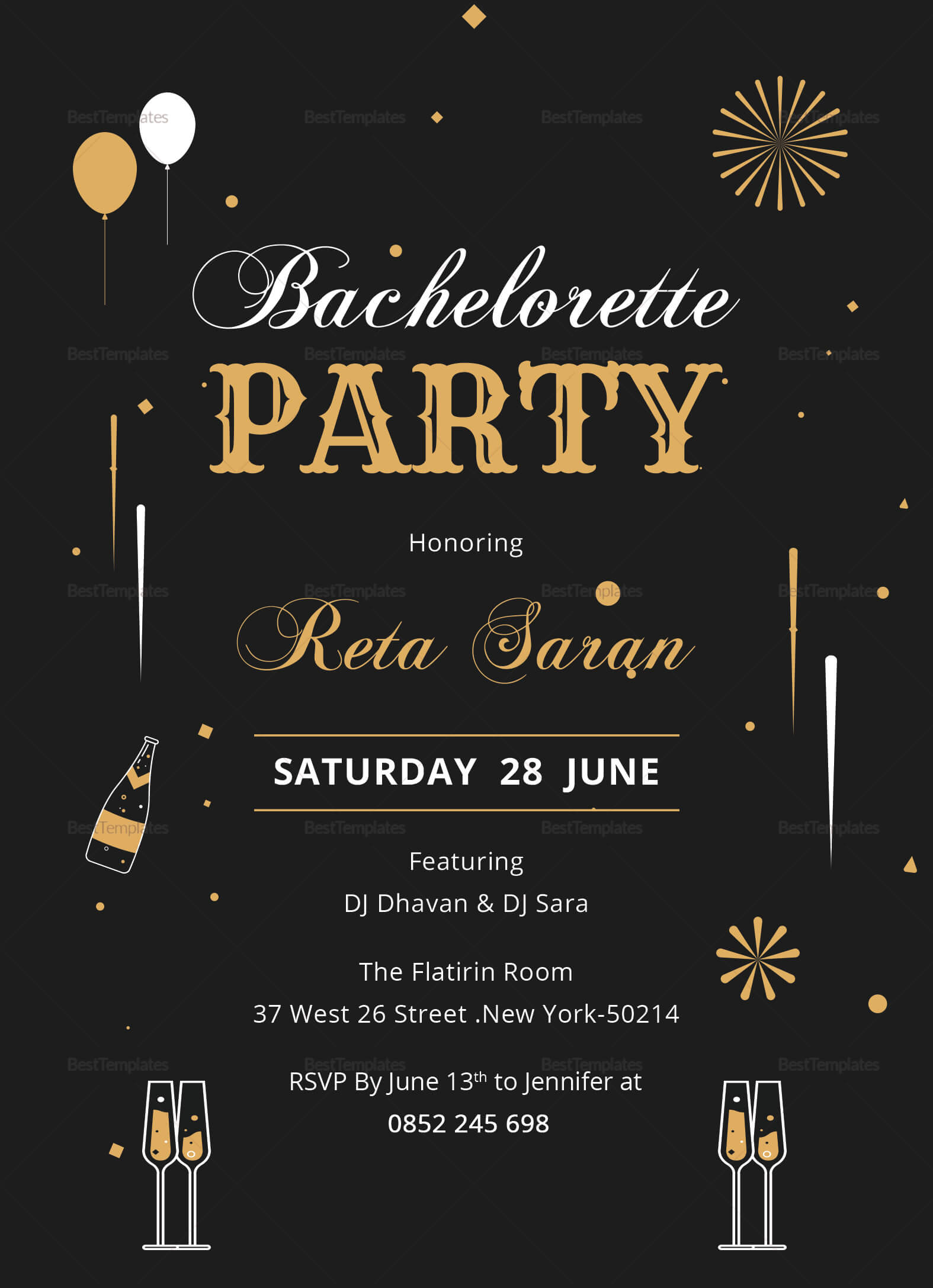 Bachelorette Party Invitation Card Template In Event Invitation Card Template