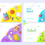 Back To School Brochure Card Set. Student Template Of Flyear, Web Banner,  Ui Header, Enter Site. College Education Layout Invintation Modern Intended For Student Brochure Template