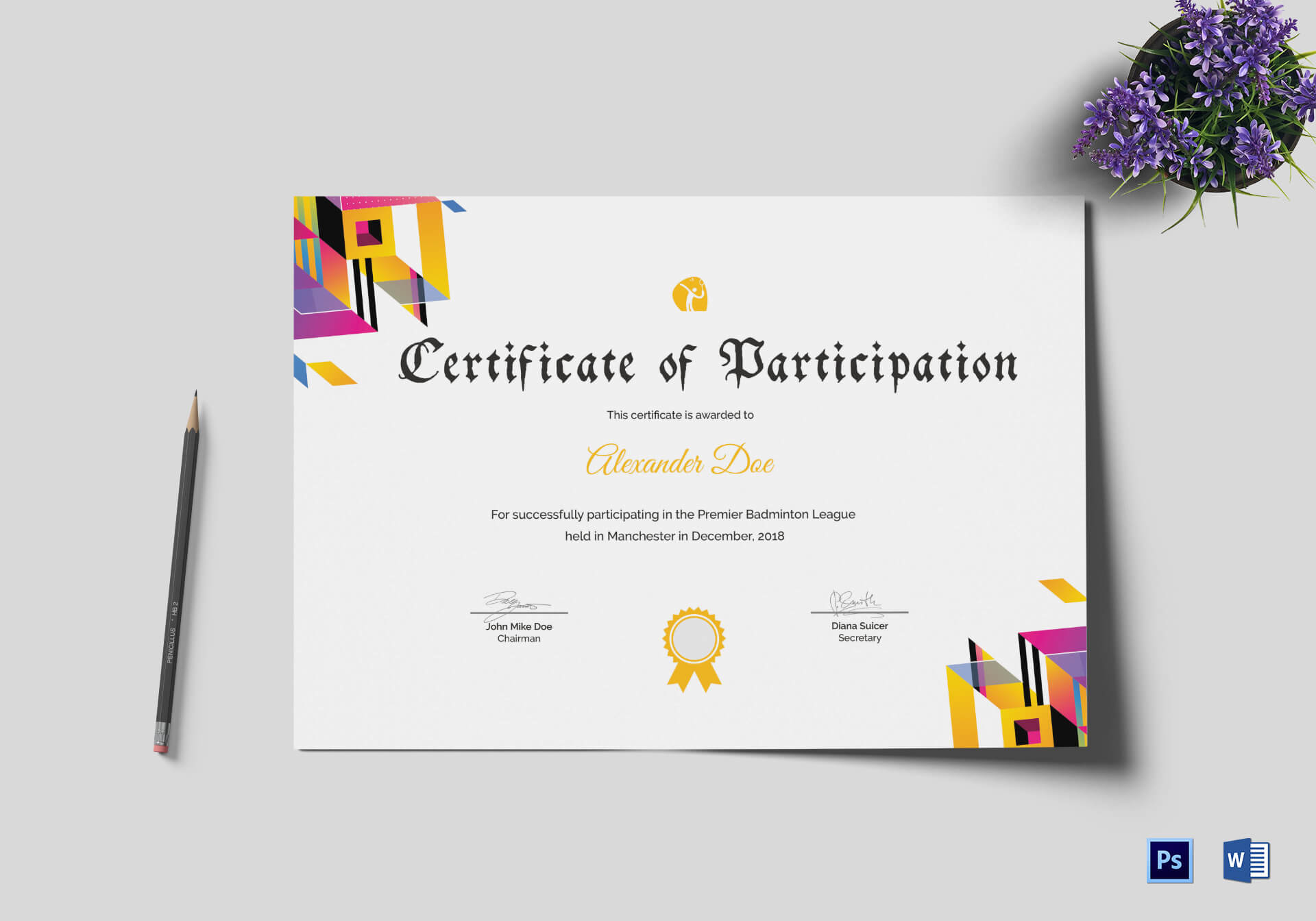 Badminton Participation Certificate Template Within Templates For Certificates Of Participation