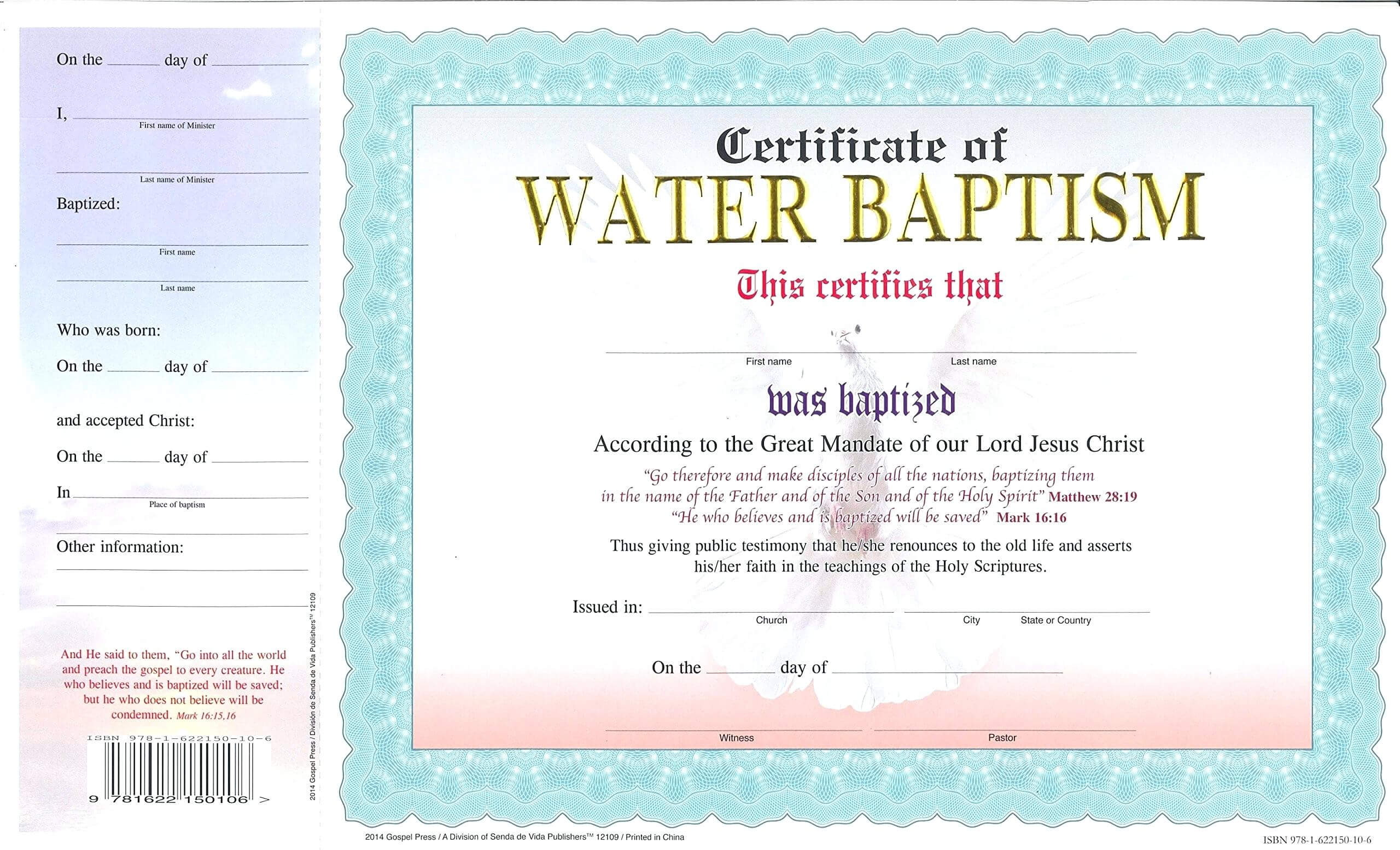 Baptism Certificate Template – Harryatkins In Christian Baptism Certificate Template