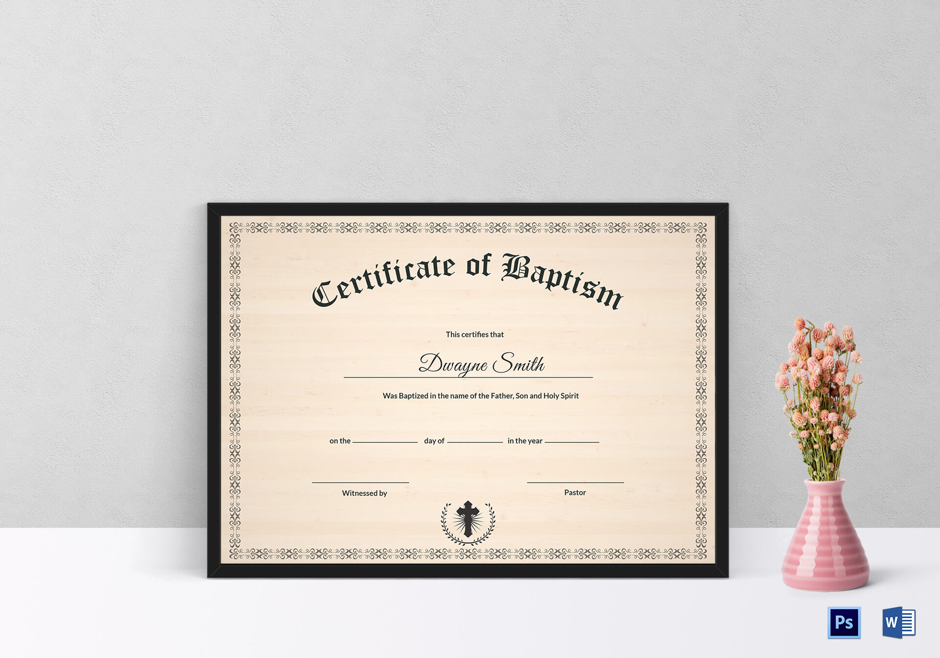 Baptism Certificate Template Intended For Baptism Certificate Template Word