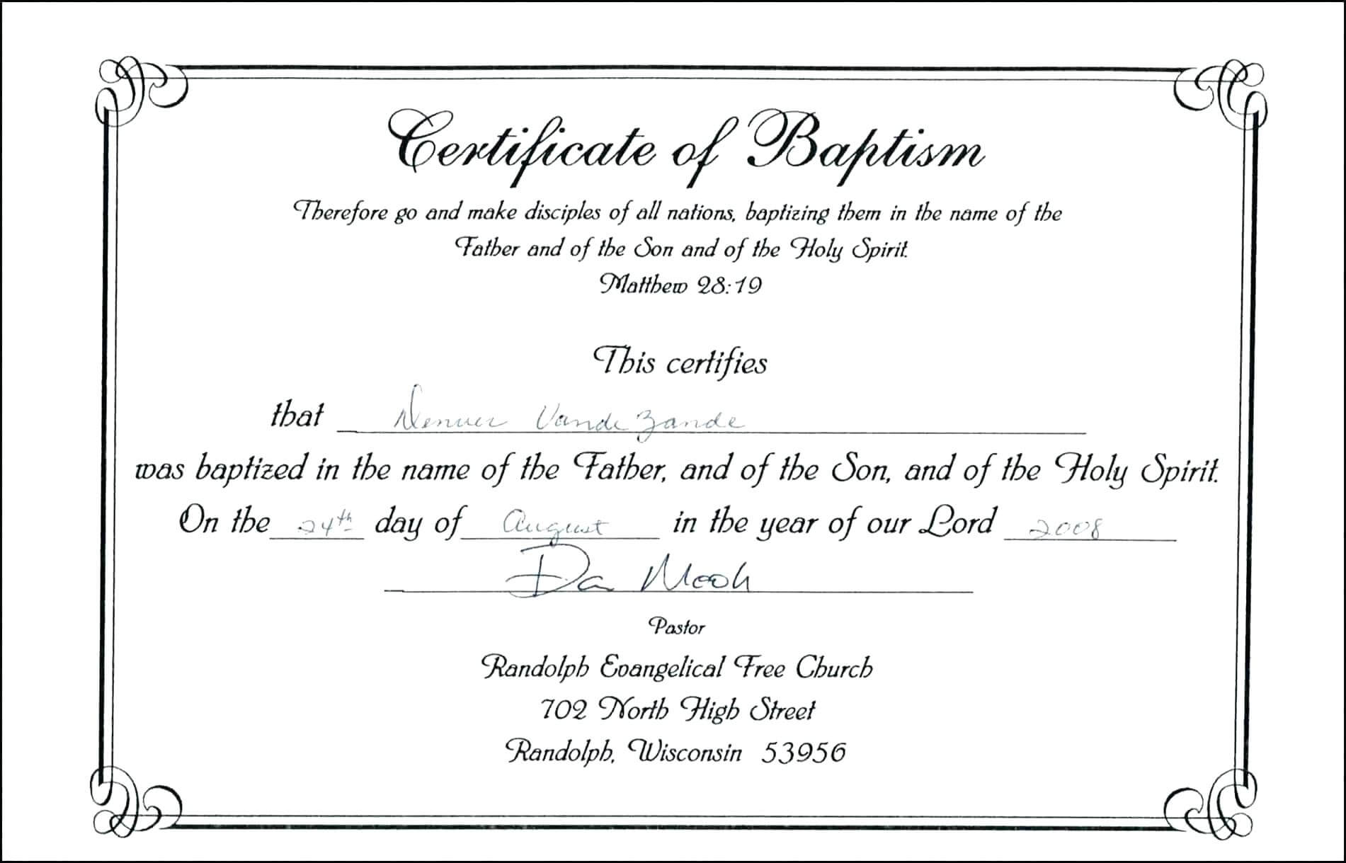 Baptism Certificate Template Word – Heartwork For Baptism Certificate Template Download