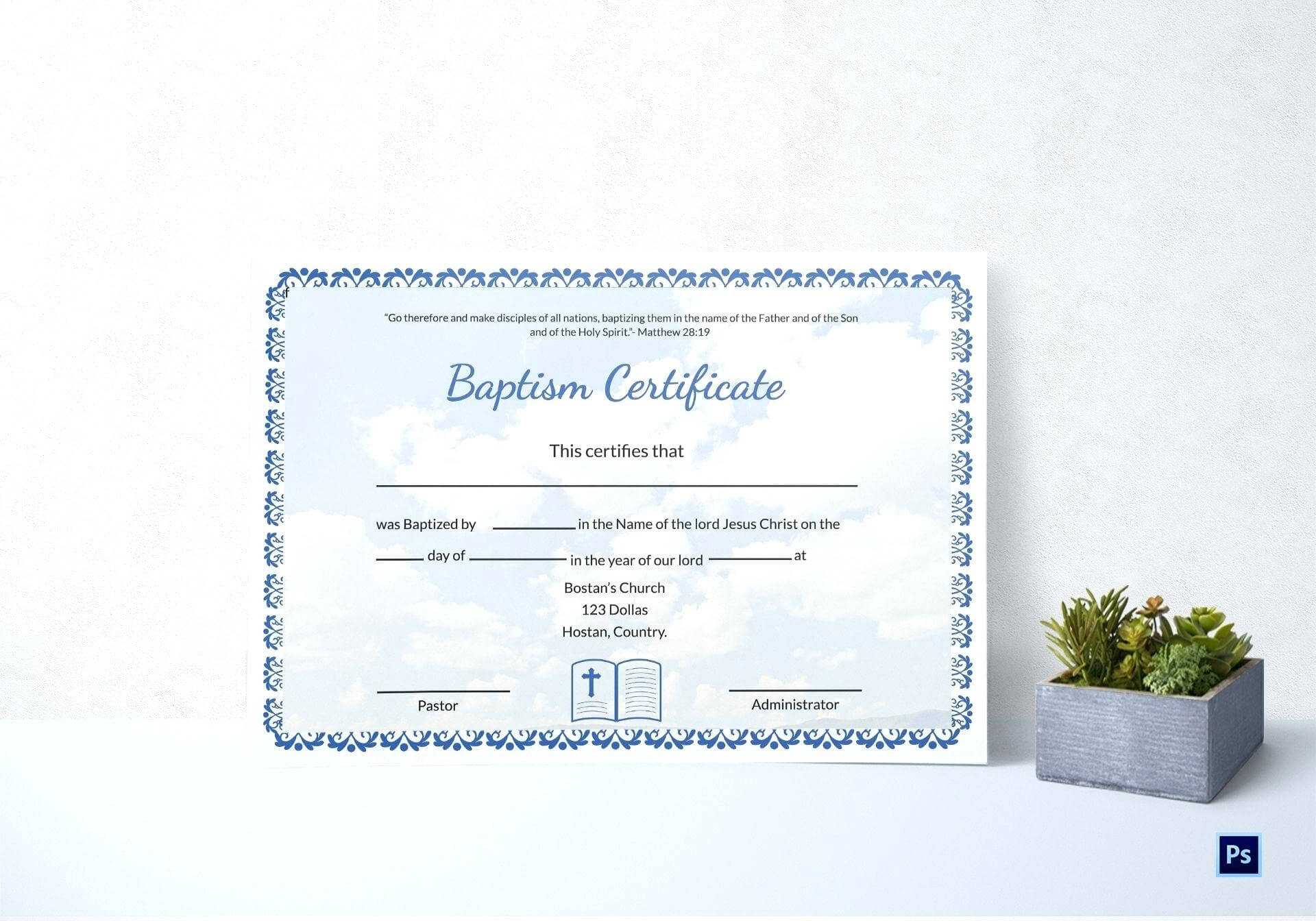 Baptism Certificate Template Word – Heartwork Pertaining To Baptism Certificate Template Download