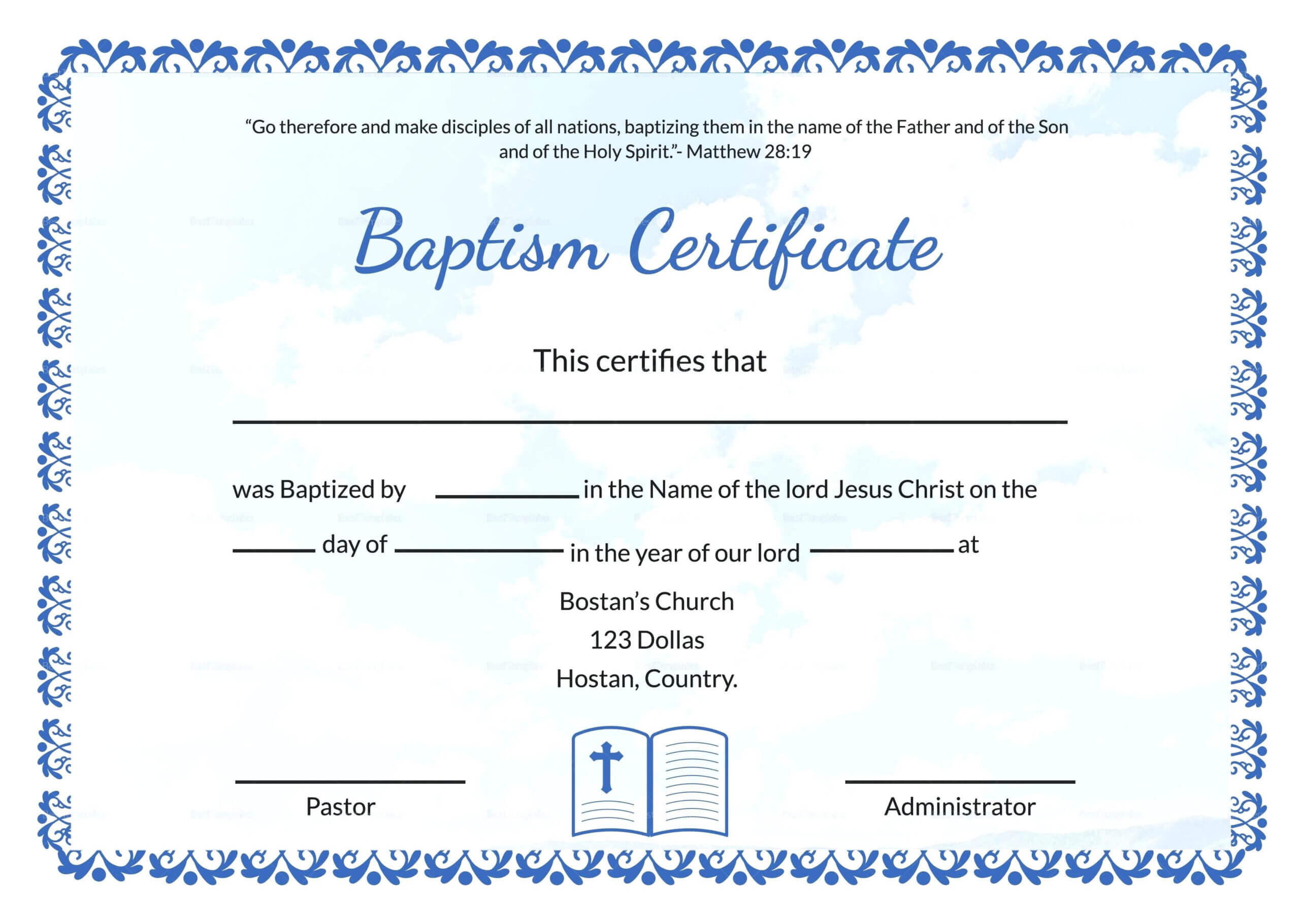 Baptism Certificate Template Word – Heartwork Throughout Baptism Certificate Template Word