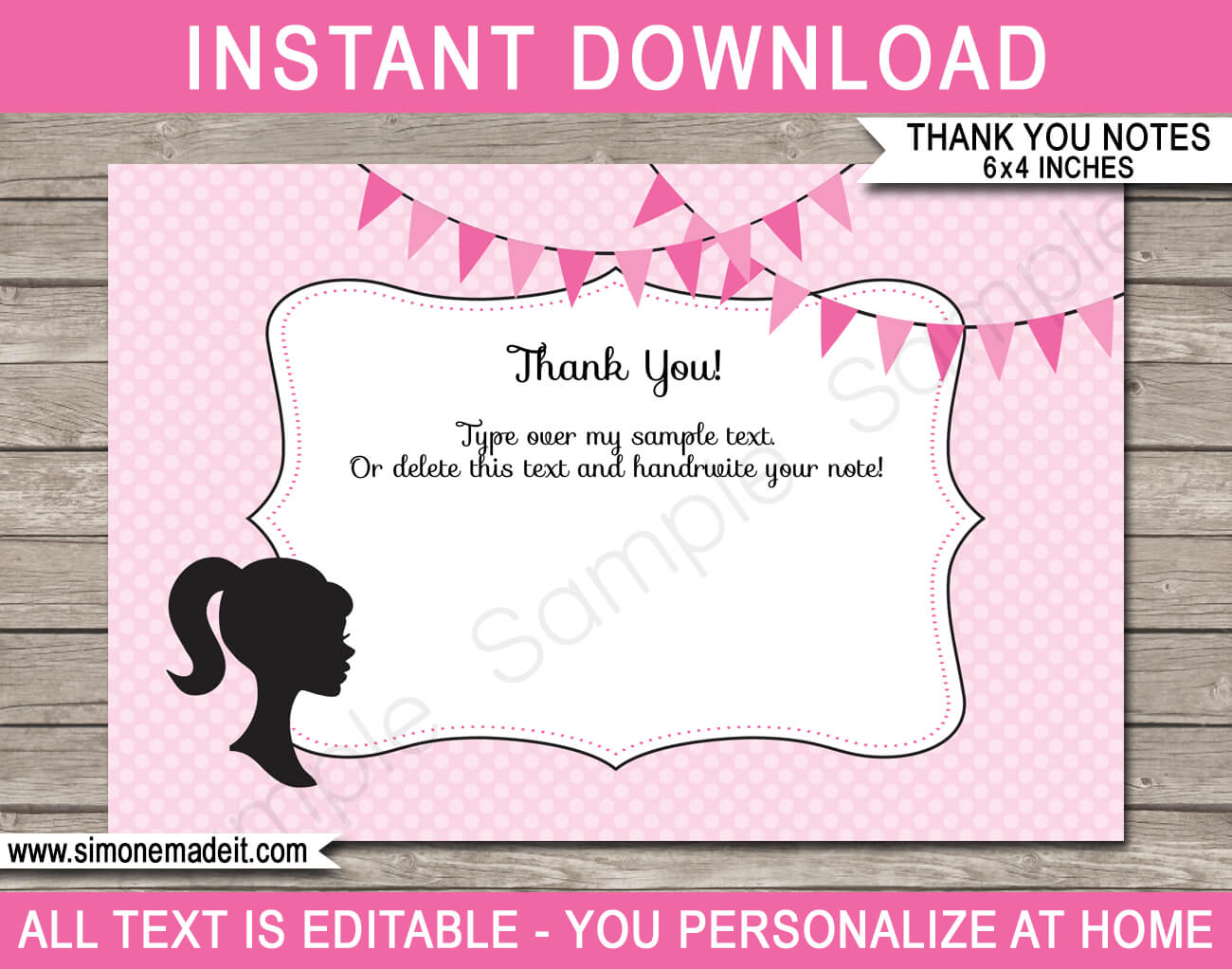 Barbie Party Thank You Cards Template Intended For Soccer Thank You Card Template