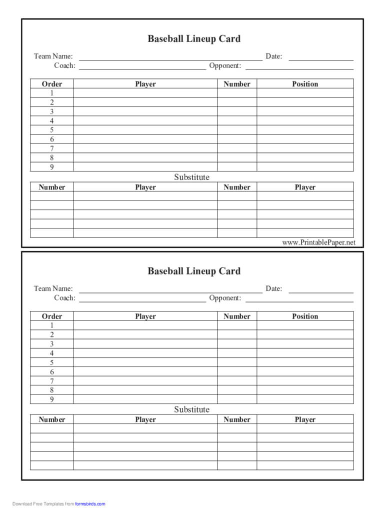 Baseball Lineup Card Free Download Regarding Free Baseball Lineup Card Template