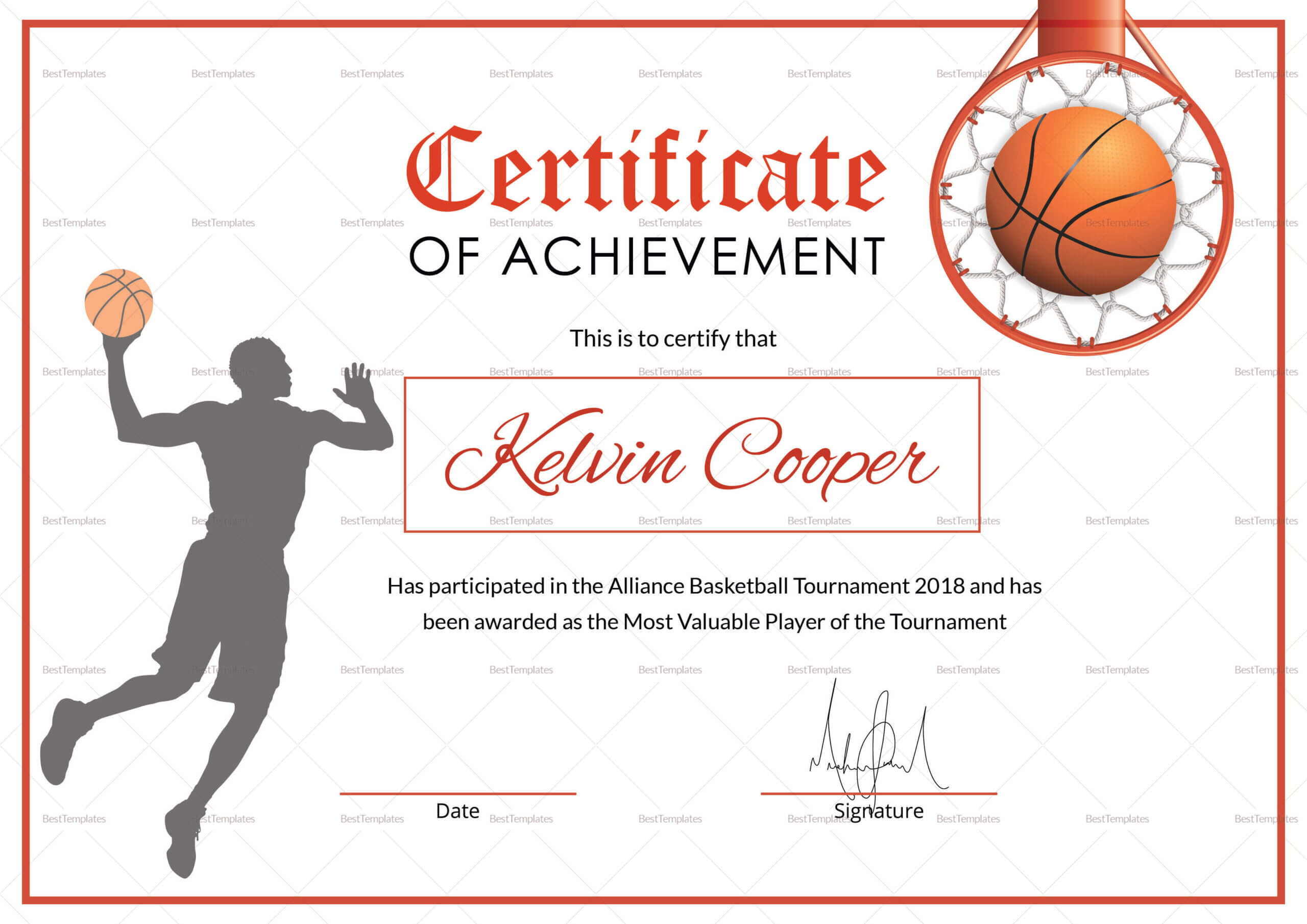 Basketball Award Templates Microsoft Word – Kimoni For Sports Award Certificate Template Word