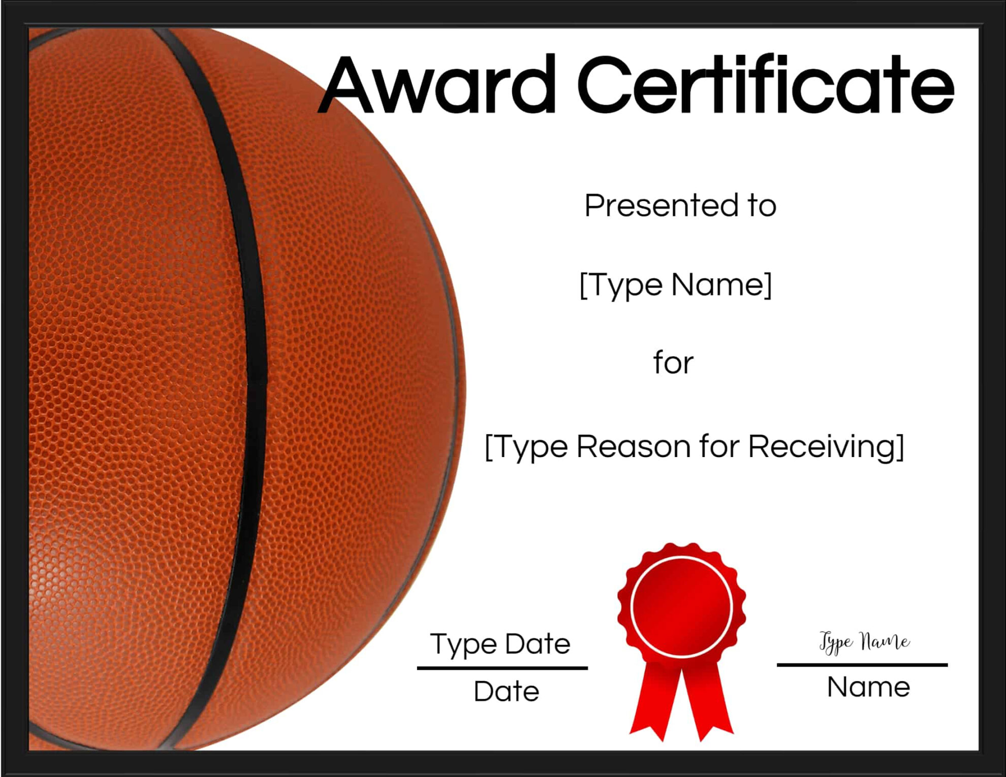 Basketball Certificate Template - Sample Professional Templates