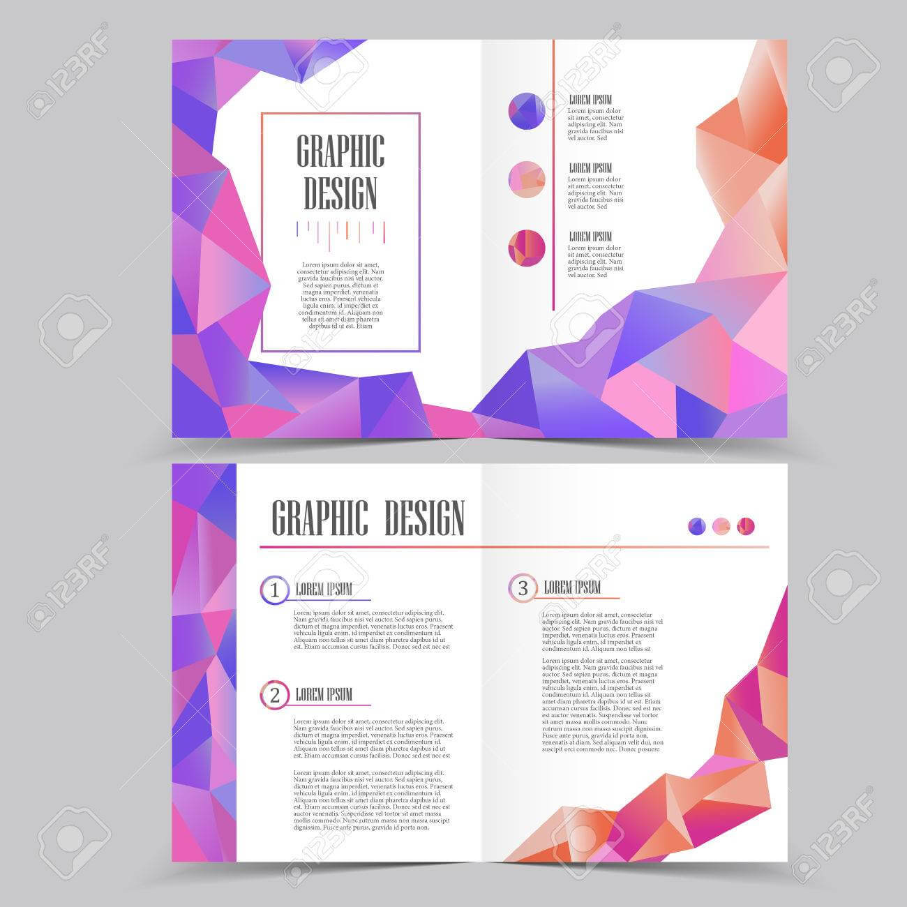 Beautiful Half Fold Brochure Template Design With Crystal Elements With Half Page Brochure Template