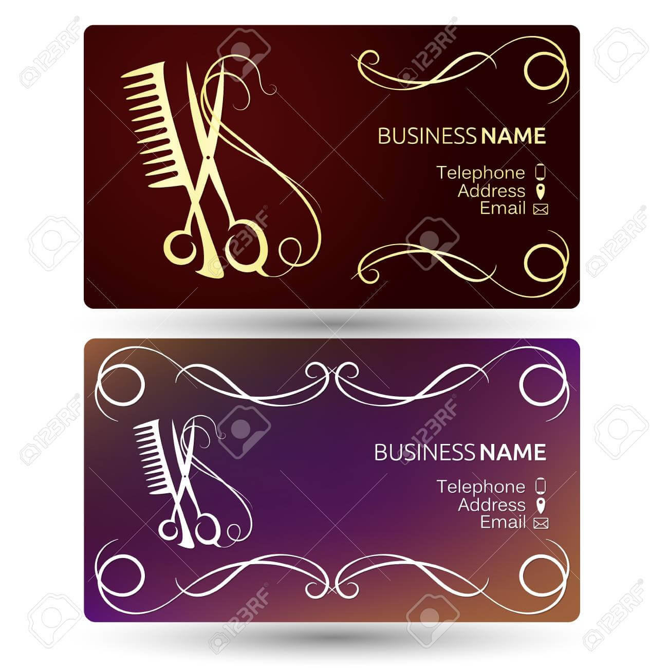 Beauty Salon And Hairdresser Business Card Template Vector Within Hairdresser Business Card Templates Free